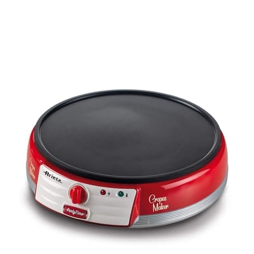 Máquina de crepe retrô vermelha Ariete 202 com base antiaderente e controle de temperatura, 1000W, 220V