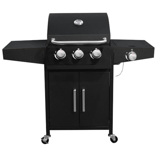 Churrasqueira a Gás 3 Queimadores Centrais 1 Lateral Americana a Bafo Carrinho