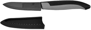 Faca utility de cerâmica James.F 19CM com cabo preto e lâmina preta e cinza