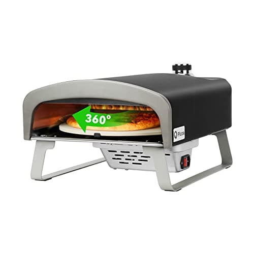 Forno de pizza a gás portátil Q Pizza PS102 com pedra giratória e temperatura de 360 graus