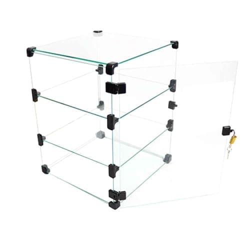 Expositor de Vidro C/Porta e Cadeado - C/Conectivo Preto - 0,30 x 0,40 x 0,30m