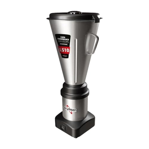 Liquidificador comercial Skymsen LS-10MB-N 10L, prata e preto, contra fundo branco