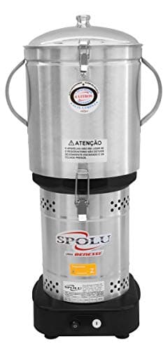 Cafeteira elétrica Spolù Cutter 6 Litros, bivolt, prata e preta, com alças laterais e grelha.