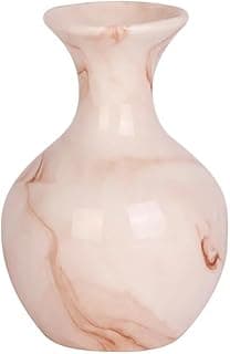 Vaso de cerâmica rosa claro 10cm com padrão marmorizado