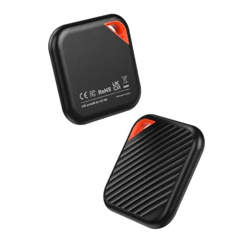SSD Portátil 512GB, USB-C, USB 3.2 Gen 2x2, Preto, para iPhone 15 e 16, Mac, Notebooks