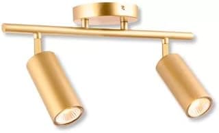 Luminária spot LED dupla para teto GU10 dourada com design elegante e acabamento metálico.