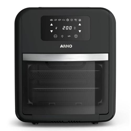 Fritadeira sem óleo Arno Oven & Grill Expert preta com display digital, vidro e interior em aço inoxidável