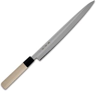 Faca Inox Yanagiba com Cabo de Madeira 11'' - Lâmina Fina e Cabo de Madeira com Faixa Preta