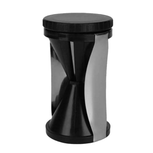 Cortador espiral manual preto para legumes e vegetais, com base cinza, em fundo branco.