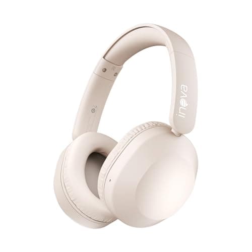 INAVA Headphone Bluethooth, 25h, Áudio Hi-Res, Headset com Microfone, ENC, Fone de Ouvido Bluetooth, Suitable for Travel, Home, and Office Use (Branco)
