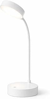 Luminária de mesa LED flexível branca com base redonda e haste ajustável