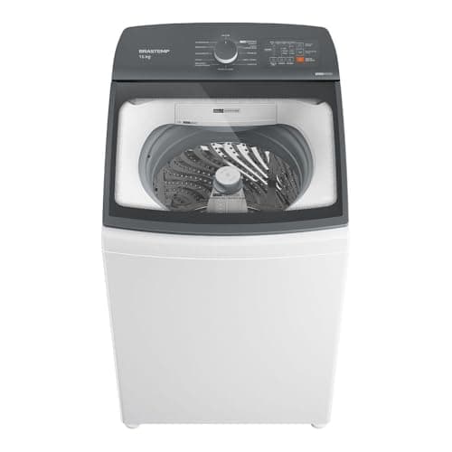 Máquina de lavar roupa Brastemp 15Kg branca com ciclo tira manchas, ângulo frontal