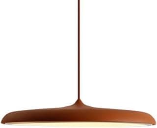 Luminária de teto LED com cúpula marrom, design minimalista e circular.
