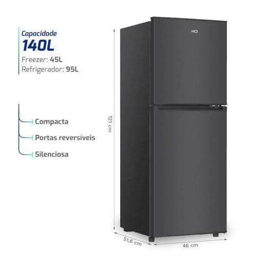 Geladeira Refrigerador Compacto HQ Defrost 140 Litros Preta HQ-140RDF (220, Volts)