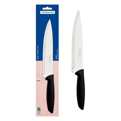 Faca Chef 8' Tramontina Preto com Embalagem Azul e Rosa