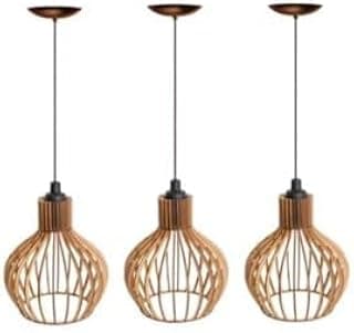 Kit 3 Pendentes MDF Teto Lustre Resistente (3 Luminária)
