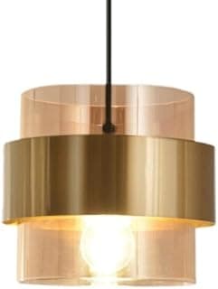 Lustre nórdico de metal dourado e vidro transparente com luz interna acesa