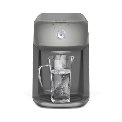 Purificador de Água Quente 800ml Gelada 2,4L Fria e Natural Motor Compressor controle de temperatura reservatorio de 3,3L total Alerta troca de Filtro refil 6 meses ou 3000l Cinza PH41X 220V