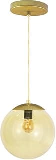 Lâmpada pendente de vidro âmbar com cúpula dourada, 20cm, OURO