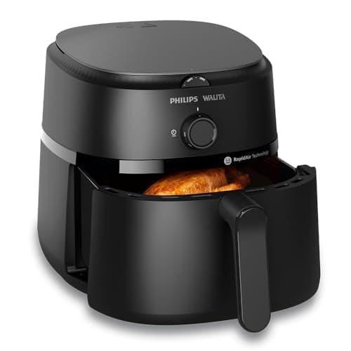 Fritadeira Airfryer Série 1000 XL Philips Walita 4,2L preta com tampa aberta