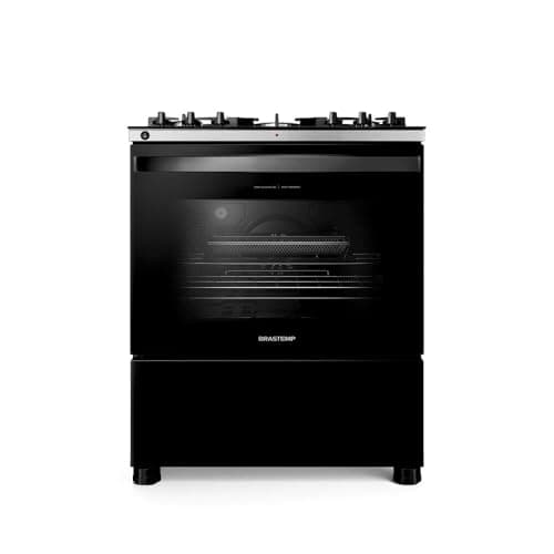 Fogão Brastemp 5 Bocas Preto com Mesa de Vidro, Função Air Fryer e Turbo Chama - BFS5LAE 220V