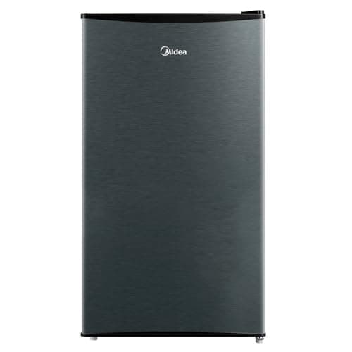 Frigobar Midea 93L INOX 127V cinza metálico com logotipo branco