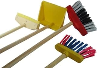 Kit de Limpeza Infantil Educativo, 4 Peças, Mini Vassouras 60cm, Mini Rodo e Pá, Multicolorido