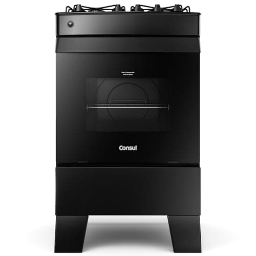Fogão Consul 4 bocas Preto CFO4VCE Bivolt com mesa de vidro