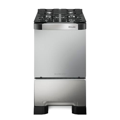 Fogão 4 Bocas Mueller Decorato Vetro Inox Bivolt com Mesa de Vidro em aço inoxidável