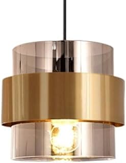 Luminária pendente nórdica em metal dourado e vidro transparente