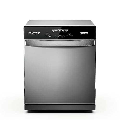 Lava-louças Brastemp 8 serviços cinza BLF08BS 110V contra fundo branco