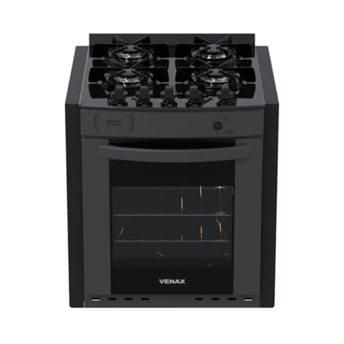 Fogao de Embutir 4 Bocas Venax Gaudi Prisma Vitreo Bl Grafite Gas Glp