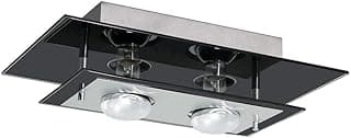 Lustre Luminaria Plafon com 02 Vidro para 02 Lampadas - Ideal para Sala, Quarto, Cozinha (Preto)