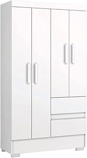 Guarda Roupas Solteiro Juvenil 4 Portas 2 Gavetas Branco Coimbra