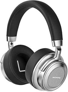 Fone de ouvido Bluetooth Peining Pei-HS-12 com cancelamento de ruído ativo, preto e prata