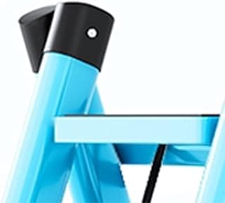 Escada dobrável de três degraus azul com design antiderrapante