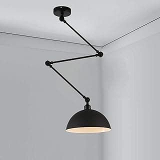 Luminária pendente de teto estilo industrial com cúpula preta