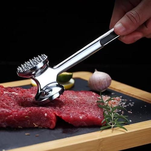 Amaciador de carne de aço inoxidável, amaciador de martelo de carne premium com alça confortável, martelo de cozinha para frango, concha, costeletas de vitela, carne e bife, achatador de carne