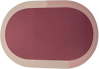 Tapete oval rosa ultra absorvente para banheiro e cozinha, com base antiderrapante.