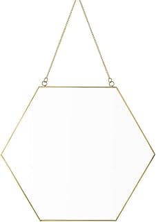 Espelho hexagonal dourado para decoração de parede, pequeno, 11,81 x 10,61 cm