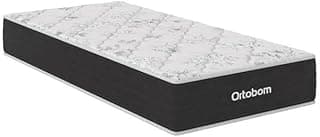 Ortobom Mônaco Colchão Solteiro Mola Pocket Ensacada, Espuma D26, Branco e Cinza, 88x188x27 cm, 14.61 kg, Suporta até 100 kg