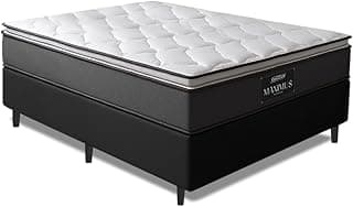 Cama box casal colchão molas ensacadas Pillow Top Maximus 138x188x62cm cinza preto