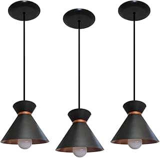 Kit 03 Luminárias Pendente Modelo Rainha para Cozinha Americana
