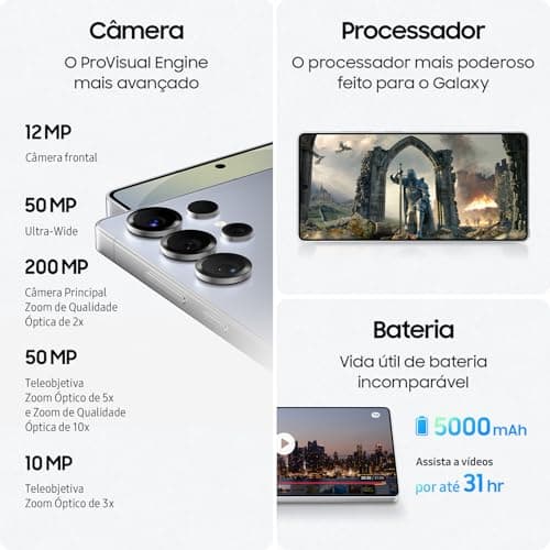 Smartphone Samsung Galaxy S25 Ultra 5G 512GB 12GB RAM Tela 6.9 Titânio Azul