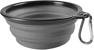 Comedouro e Bebedouro Portátil Dobrável Retrátil Em Silicone 350ml Para Pets Cães Gatos Tigela Compacta Com Mosquetão Ideal Para Servir Água Ração Na Caminhada Passeios Viagens Uso Diário (Cinza)