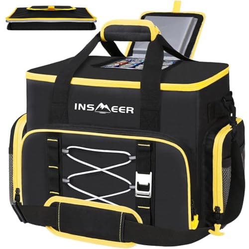INSMEER Bolsas Térmicas Grande Com Abertura Superior,Cooler Dobrável Com Fundo Rígido,60Latas/45L