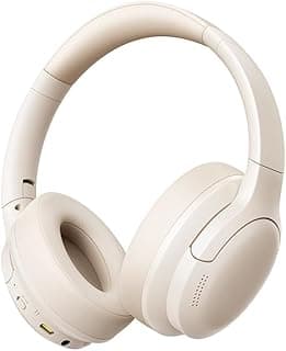 Fone de ouvido branco Baseus Bass BH1 Lite com design dobrável e confortável, ângulo frontal