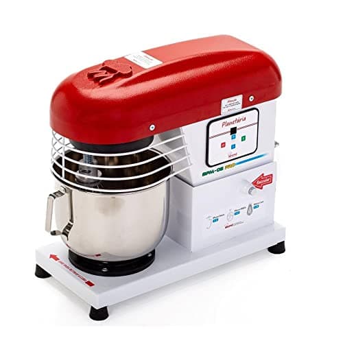 Batedeira planetária vermelha e branca Maná 5 litros profissional bivolt BPM-5 Pro