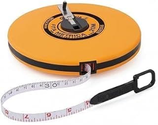 Fita métrica retrátil de fibra de vidro laranja de 20m, 13mm, com trava e gancho, alta precisão para construção e carpintaria