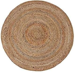 Tapete redondo de juta artesanal, cor marrom claro, feito à mão